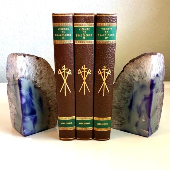 NWT ALEXANDRA'S ACCENTS Set of Quartz Agate Geode Bookends Purple Blue - Picture 3 of 9
